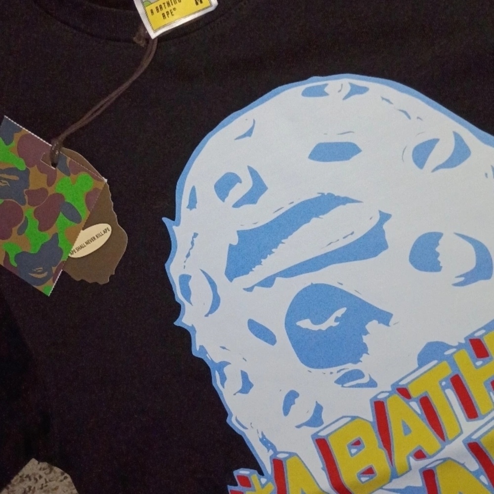 Bape Black Short Sleeve Tee with Colorful Logo - Picture 2 of 4